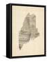 Old Sheet Music Map of Maine-Michael Tompsett-Framed Stretched Canvas