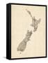 Old Sheet Music Map of New Zealand Map-Michael Tompsett-Framed Stretched Canvas