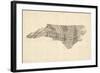 Old Sheet Music Map of North Carolina-Michael Tompsett-Framed Art Print