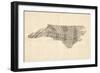 Old Sheet Music Map of North Carolina-Michael Tompsett-Framed Premium Giclee Print