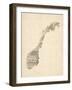 Old Sheet Music Map of Norway-Michael Tompsett-Framed Art Print