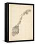 Old Sheet Music Map of Norway-Michael Tompsett-Framed Stretched Canvas