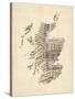 Old Sheet Music Map of Scotland-Michael Tompsett-Stretched Canvas