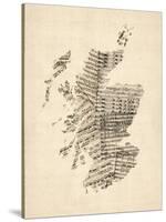 Old Sheet Music Map of Scotland-Michael Tompsett-Stretched Canvas