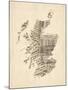 Old Sheet Music Map of Scotland-Michael Tompsett-Mounted Art Print