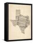 Old Sheet Music Map of Texas-Michael Tompsett-Framed Stretched Canvas