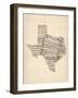 Old Sheet Music Map of Texas-Michael Tompsett-Framed Art Print