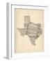 Old Sheet Music Map of Texas-Michael Tompsett-Framed Art Print