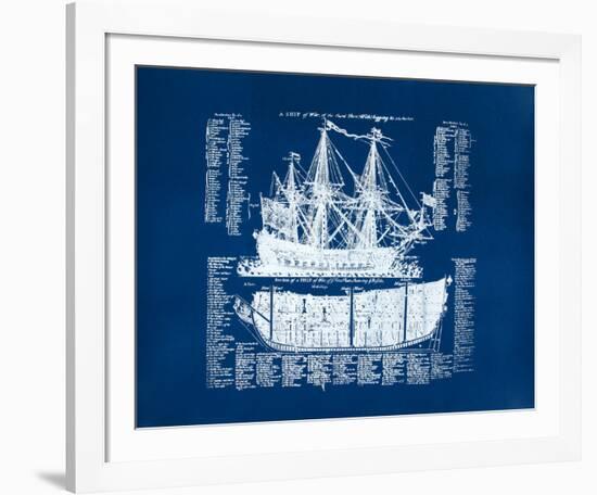 Old Ship Diagram (blue)-Kyle & Courtney Harmon-Framed Serigraph