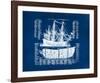 Old Ship Diagram (blue)-Kyle & Courtney Harmon-Framed Serigraph