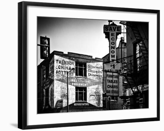 Old Shops and Stores in Philadelphia, Pennsylvania, United States, Black and White Photography-Philippe Hugonnard-Framed Photographic Print