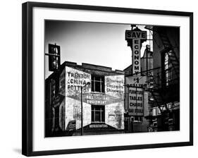 Old Shops and Stores in Philadelphia, Pennsylvania, United States, Black and White Photography-Philippe Hugonnard-Framed Photographic Print