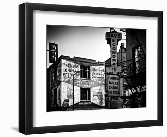 Old Shops and Stores in Philadelphia, Pennsylvania, United States, Black and White Photography-Philippe Hugonnard-Framed Photographic Print