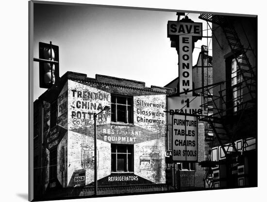 Old Shops and Stores in Philadelphia, Pennsylvania, United States, Black and White Photography-Philippe Hugonnard-Mounted Photographic Print