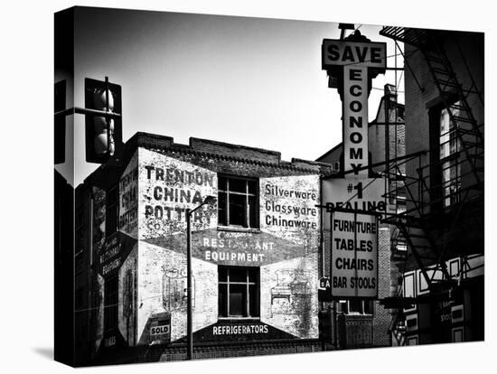 Old Shops and Stores in Philadelphia, Pennsylvania, United States, Black and White Photography-Philippe Hugonnard-Stretched Canvas