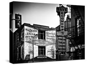 Old Shops and Stores in Philadelphia, Pennsylvania, United States, Black and White Photography-Philippe Hugonnard-Stretched Canvas