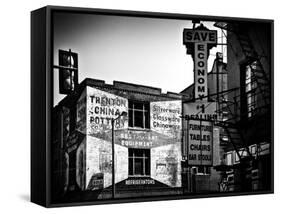 Old Shops and Stores in Philadelphia, Pennsylvania, United States, Black and White Photography-Philippe Hugonnard-Framed Stretched Canvas