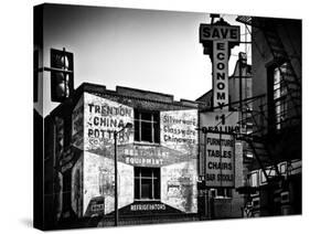 Old Shops and Stores in Philadelphia, Pennsylvania, United States, Black and White Photography-Philippe Hugonnard-Stretched Canvas