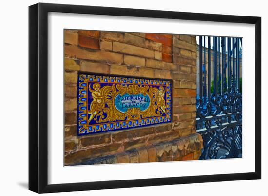 Old Sign Outside the Royal Tobacco Factory, Now Seat of the Rectorate of the University of Sevil-null-Framed Photographic Print