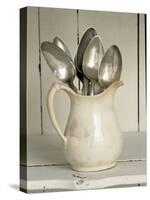 Old Silver Spoon in Light Coloured Ceramic Jug-Ellen Silverman-Stretched Canvas