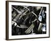 Old Silverware with Reflection of Airplane.-Sabine Jacobs-Framed Photographic Print