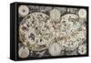 Old Sky Map Depicting Boreal And Austral Hemispheres With Constellations And Zodiac Signs-marzolino-Framed Stretched Canvas