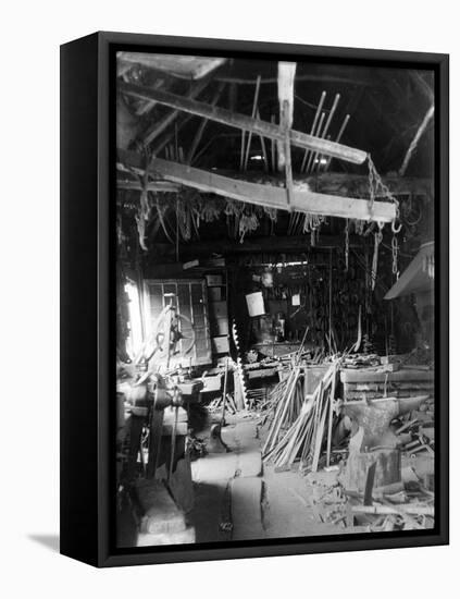 Old Smithy Interior-null-Framed Stretched Canvas