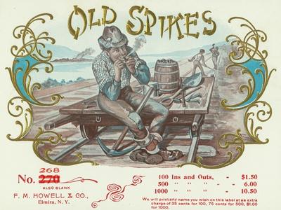 old spikes brand cigar box label railroad posters lantern press allposters com