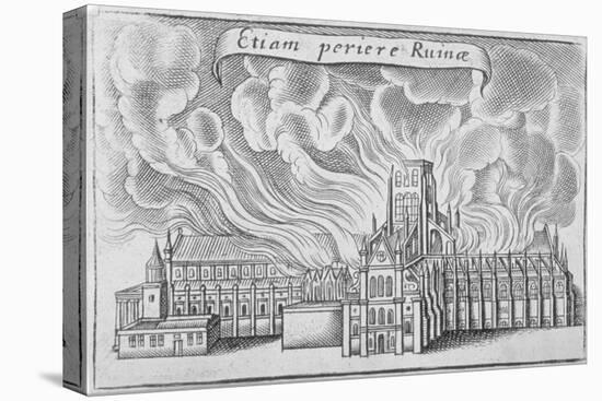 Old St Paul's Cathedral Burning in the Great Fire of London, 1666-Wenceslaus Hollar-Stretched Canvas