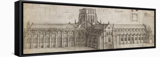 Old St Paul's Cathedral from the North-East (Pen and Brown Ink and Grey Wash over Graphite-Wenceslaus Hollar-Framed Stretched Canvas