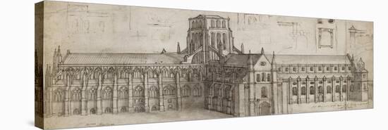 Old St Paul's Cathedral from the North-East (Pen and Brown Ink and Grey Wash over Graphite-Wenceslaus Hollar-Stretched Canvas