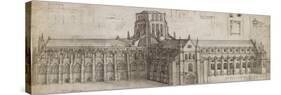 Old St Paul's Cathedral from the North-East (Pen and Brown Ink and Grey Wash over Graphite-Wenceslaus Hollar-Stretched Canvas