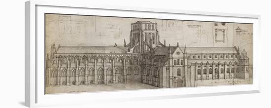 Old St Paul's Cathedral from the North-East (Pen and Brown Ink and Grey Wash over Graphite-Wenceslaus Hollar-Framed Giclee Print