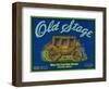 Old Stage Pear Crate Label - Medford, OR-Lantern Press-Framed Art Print