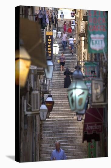 Old Stairway, Dubrovnik, Croatia, Europe-Neil Farrin-Stretched Canvas