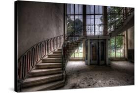 Old Stairway in Abandoned Building-Nathan Wright-Stretched Canvas