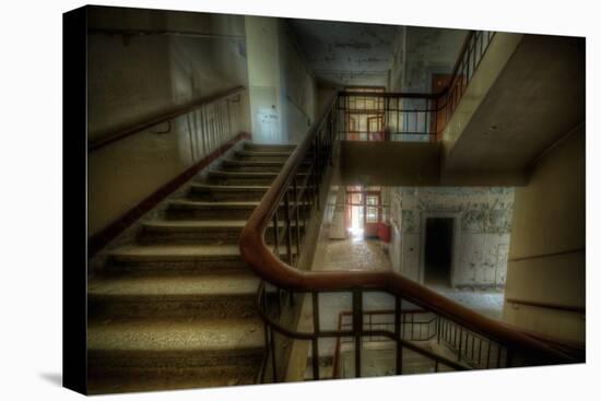 Old Stairway in Abandoned Building-Nathan Wright-Stretched Canvas