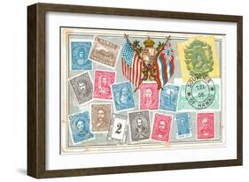 Old Stamps of Hawaii-null-Framed Art Print