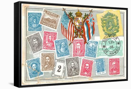 Old Stamps of Hawaii-null-Framed Stretched Canvas