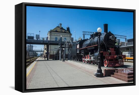 Old Steam Engine at the Final Railway Station of the Trans-Siberian Railway in Vladivostok-Michael Runkel-Framed Stretched Canvas