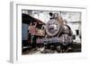Old Steam Locomotive on the Background Wall-tereh-Framed Photographic Print