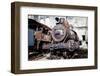 Old Steam Locomotive on the Background Wall-tereh-Framed Photographic Print