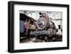 Old Steam Locomotive on the Background Wall-tereh-Framed Photographic Print