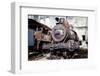 Old Steam Locomotive on the Background Wall-tereh-Framed Photographic Print