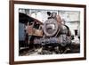 Old Steam Locomotive on the Background Wall-tereh-Framed Photographic Print
