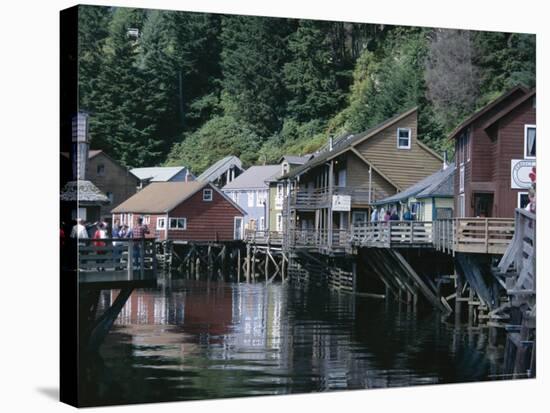 Old Stilt Buildings Along Ketchikan Creek, Ketchikan, South East Alaska, USA-Tony Waltham-Stretched Canvas