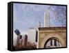 Old Stock Exchange Arch and Downtown Skyscrapers, Chicago, Illinois, USA-Jenny Pate-Framed Stretched Canvas