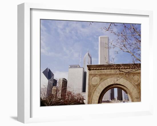 Old Stock Exchange Arch and Downtown Skyscrapers, Chicago, Illinois, USA-Jenny Pate-Framed Photographic Print