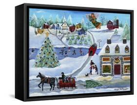 Old Stone Inn at Christmas Time-Cheryl Bartley-Framed Stretched Canvas