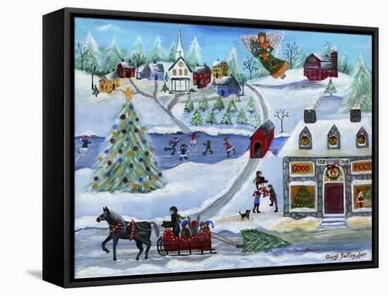 Old Stone Inn at Christmas Time-Cheryl Bartley-Framed Stretched Canvas